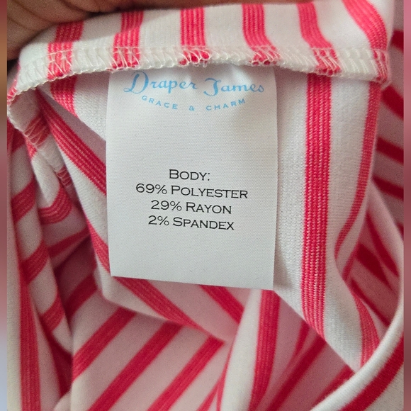 3/$25 Draper James Pink/White Striped Nautical Preppy Bell Sleeve Pullover M - Picture 5 of 5